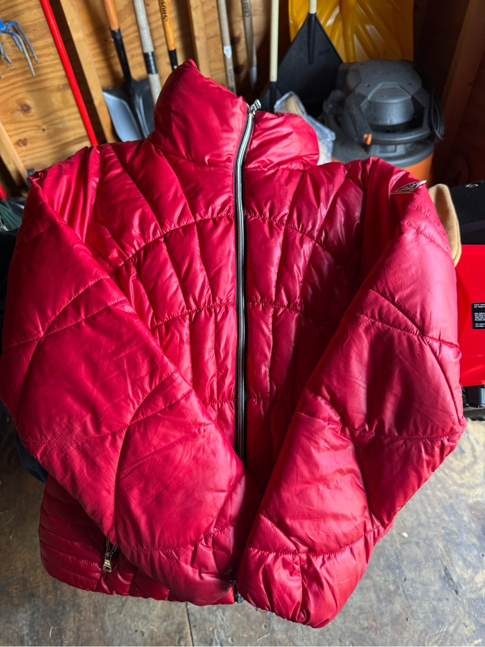 Guess Red Quilted Puffer Jacket